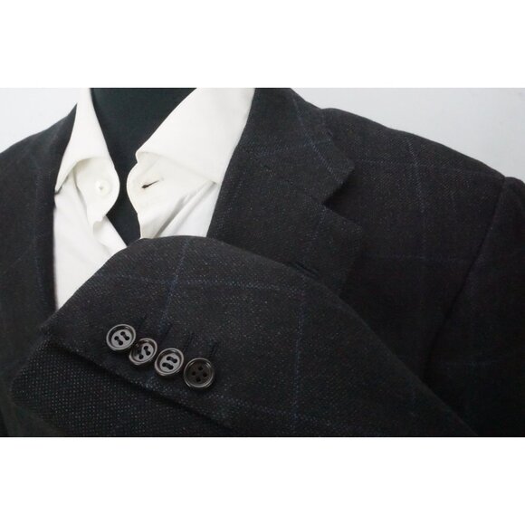 Kiton Cashmere Blend Charcoal Purple Windowpane Plaid Sport Coat Jacket 43 - Picture 4 of 7